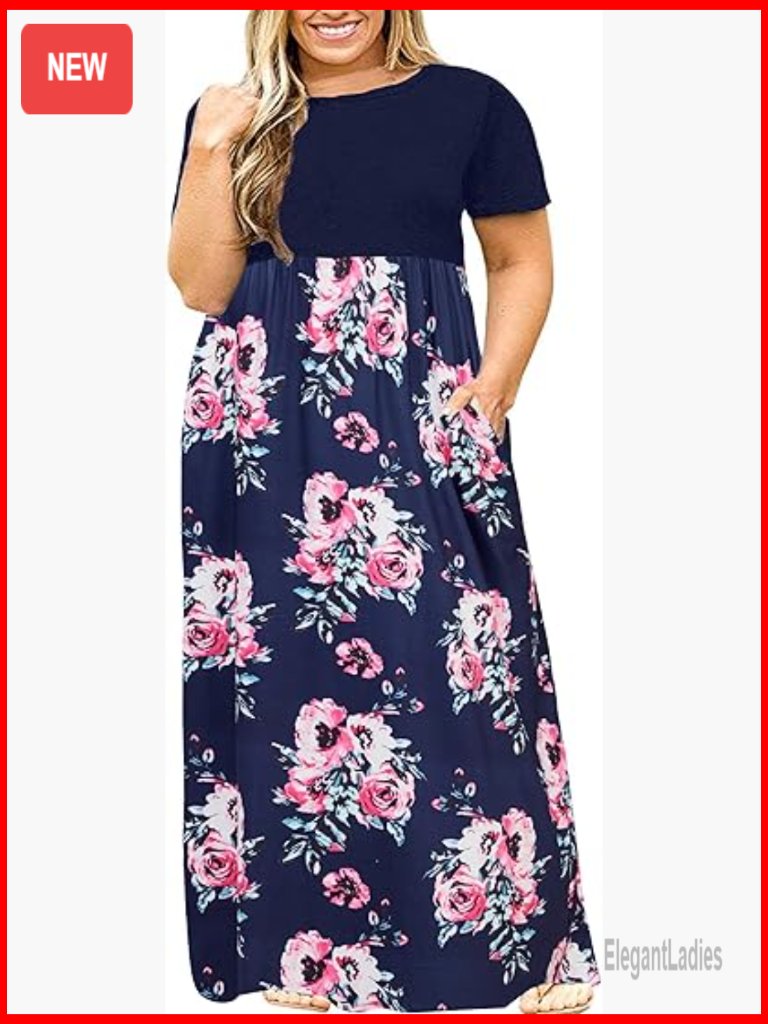 Plus Size Maxi Dress With Pockets Summer Casual Boho